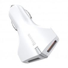 Baseus Small Rocket QC3.0 Dual-USB Car Charger White (CCALL-RK02)