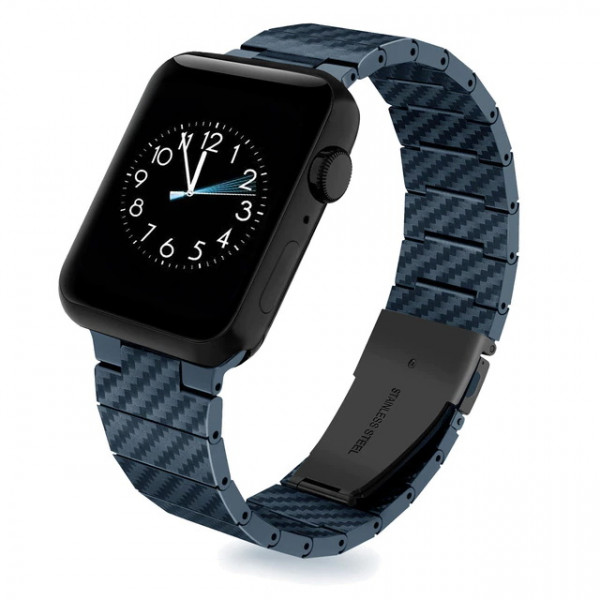 Coteetci W76 Carbon Fiber Pattern Strap For Apple Watch 42/44/45/49mm Blue (22008-BL)