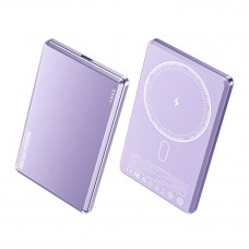 Wk Wekome Ultra-Thin Magnetic Wireless Charging Power Bank 5000mAh 15W Purple (WP-30)